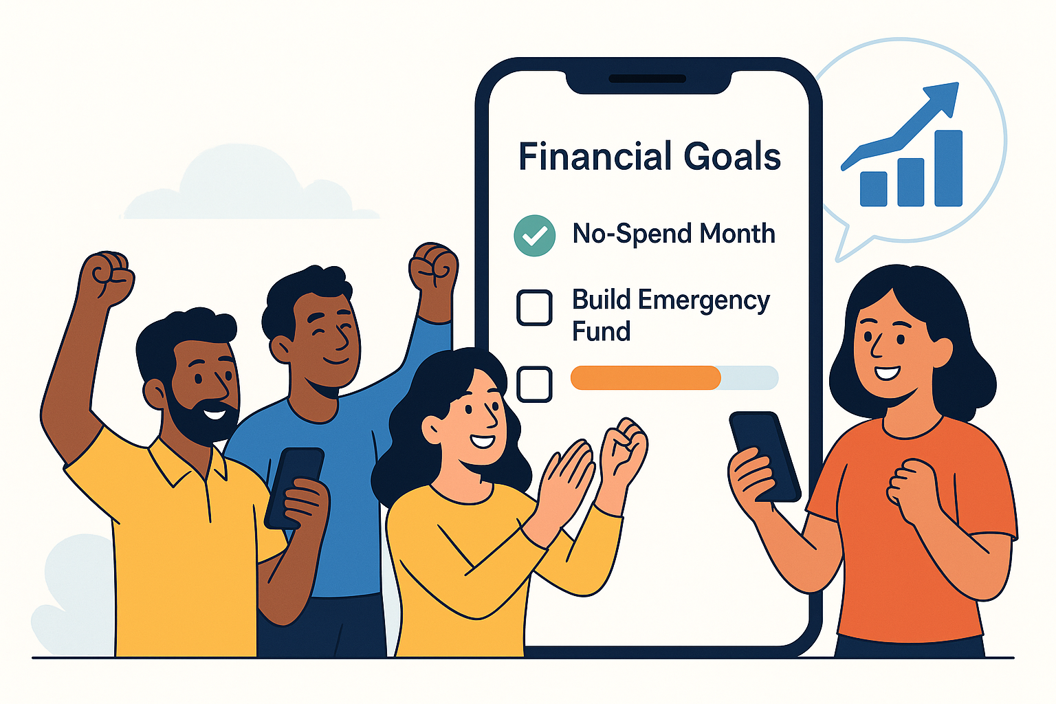 Friends celebrating achieving financial goals
